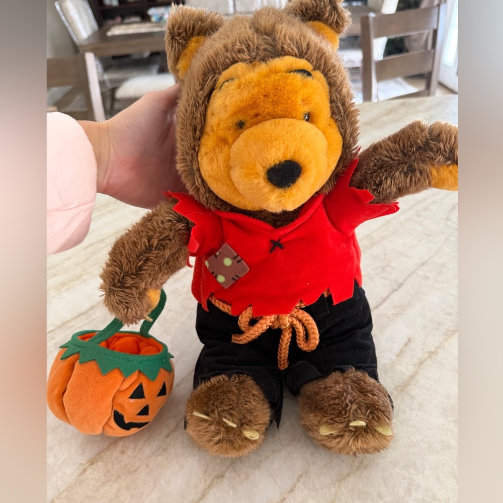 Plush Bear in Halloween Costume - Brown and Red
